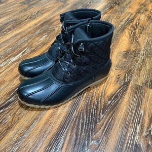 Nautica Dorsay Women's Size‎ 9 Black Quilted Lace-Up Duck Boots Rubber